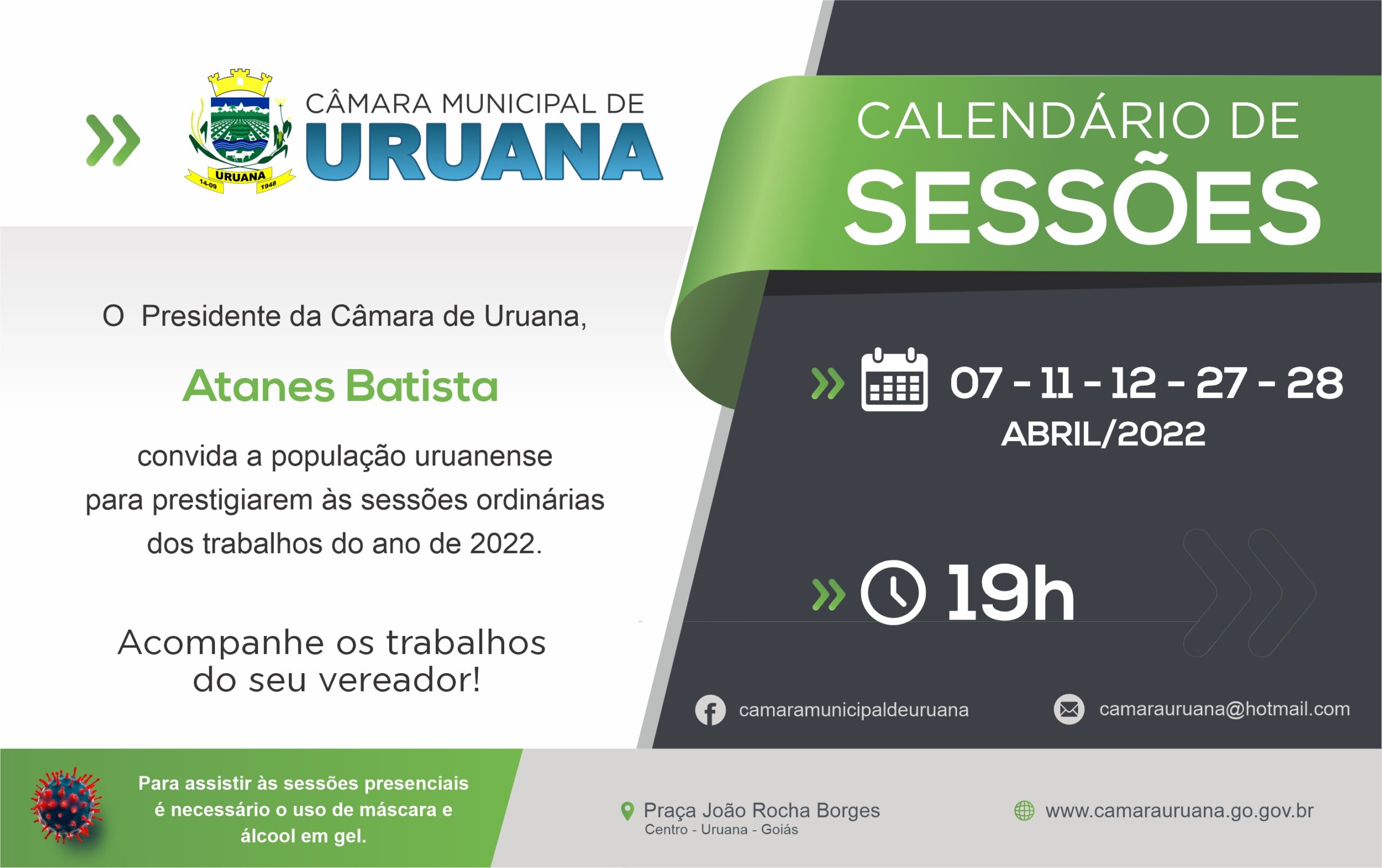 Read more about the article Calendário de Sessões do mês de abril de 2022